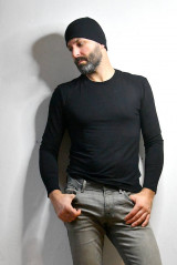 Topy, tričká, tielka - Pánske tričko bambusové čierne s dlhým rukávom - 16129612_