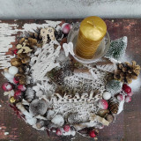 Svietidlá - Vianočný svietnik, vianočná dekorácia na stôl,biely jelenček - 16127352_