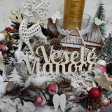 Svietidlá - Vianočný svietnik, vianočná dekorácia na stôl,biely jelenček - 16127355_