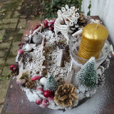 Svietidlá - Vianočný svietnik, vianočná dekorácia na stôl,biely jelenček - 16127360_