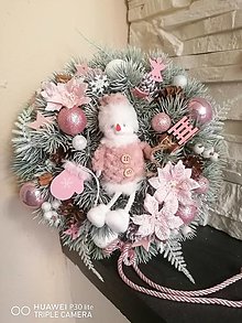 Dekorácie - Vianočny veniec so snehuliakom 30cm aj s LED - 16126803_