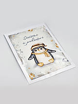 Papiernictvo - Vianočný pozdrav s tučniakom - Šťastné a pohodové - 16127005_