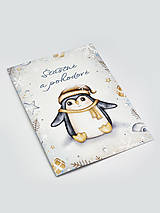 Papiernictvo - Vianočný pozdrav s tučniakom - Šťastné a pohodové - 16127008_