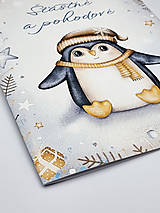Papiernictvo - Vianočný pozdrav s tučniakom - Šťastné a pohodové - 16127010_