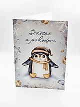 Papiernictvo - Vianočný pozdrav s tučniakom - Šťastné a pohodové - 16127011_