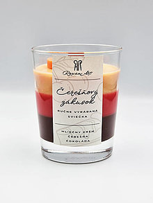 Svietidlá a sviečky - Čerešňový zákusok - sójová sviečka troch vôní v skle s dreveným knôtom, 230 ml - 16127438_