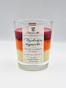Svietidlá a sviečky - Najsladšia rozprávka - sójová sviečka troch vôní v skle s dreveným knôtom, 230 ml - 16127467_