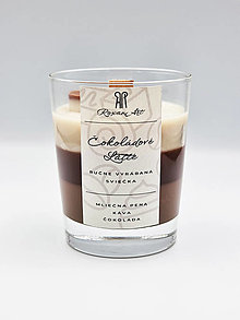 Sviečky - Čokoládové Latte - sójová sviečka troch vôní v skle s dreveným knôtom, 230 ml - 16127611_