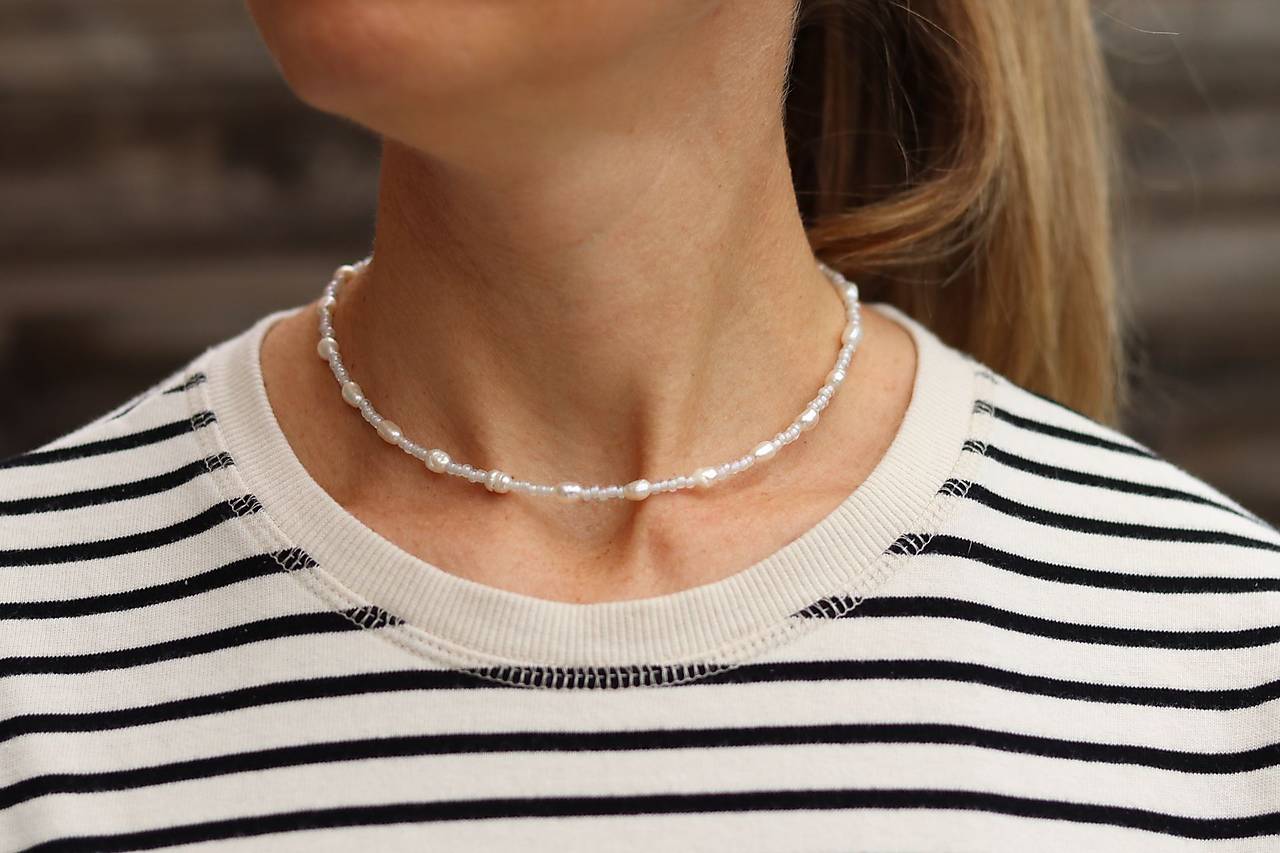 Náhrdelník - choker s riečnymi perlami