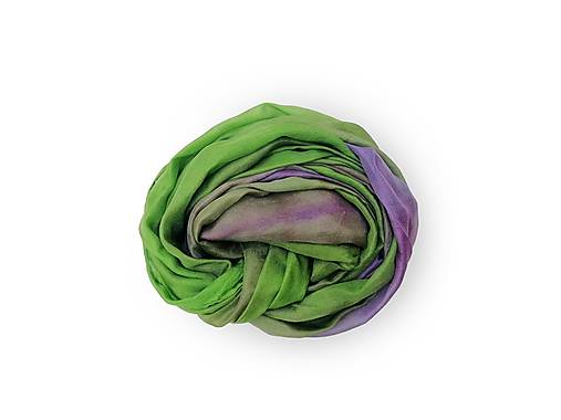 Šály a nákrčníky - "green&lilac" hodvábny šál skladom - 16126493_