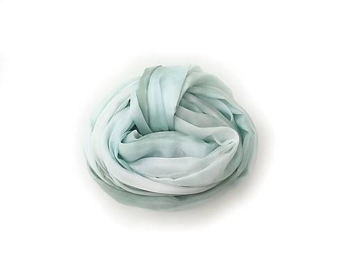 Šály a nákrčníky - "pastel mint gradient"  hodvábny šál skladom - 16126853_