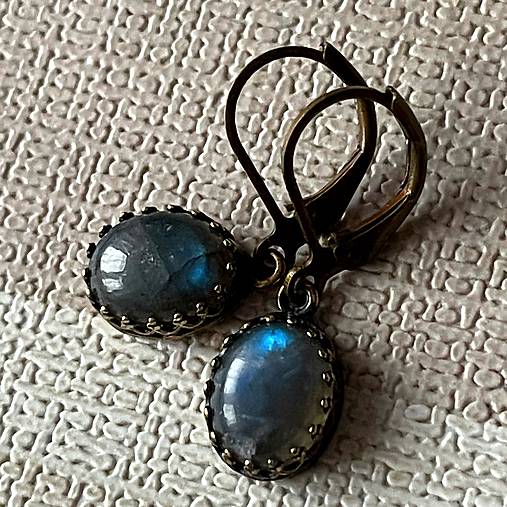 Vintage Filigree Natural Labradorite Earrings / Vintage náušnice s labradoritom N0003