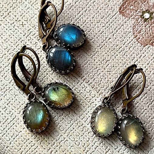 Vintage Filigree Natural Labradorite Earrings / Vintage náušnice s labradoritom N0003