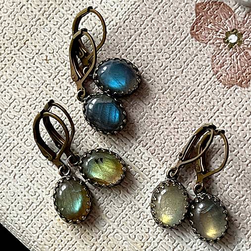 Vintage Filigree Natural Labradorite Earrings / Vintage náušnice s labradoritom N0003