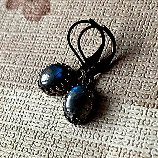 Vintage Filigree Natural Labradorite Earrings / Vintage náušnice s labradoritom N0003