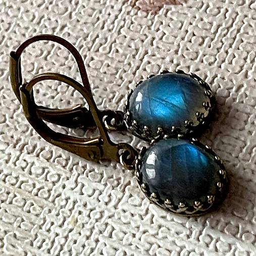 Vintage Filigree Natural Labradorite Earrings / Vintage náušnice s labradoritom N0003