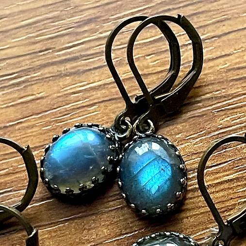 Vintage Filigree Natural Labradorite Earrings / Vintage náušnice s labradoritom N0003