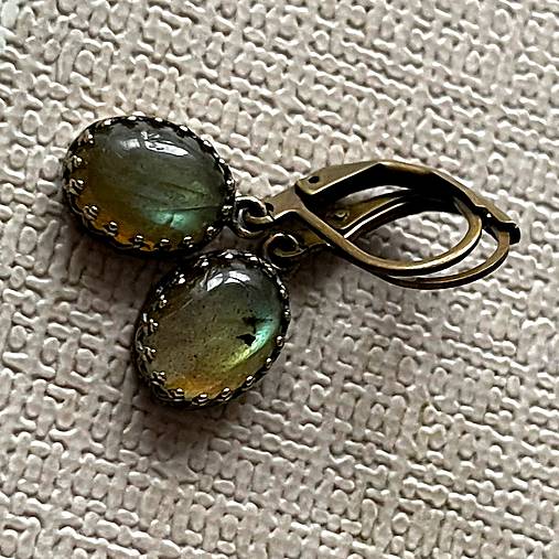 Vintage Filigree Natural Labradorite Earrings / Vintage náušnice s labradoritom N0003