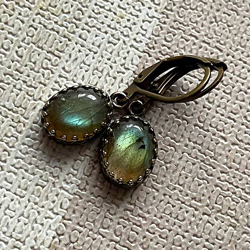 Vintage Filigree Natural Labradorite Earrings / Vintage náušnice s labradoritom N0003