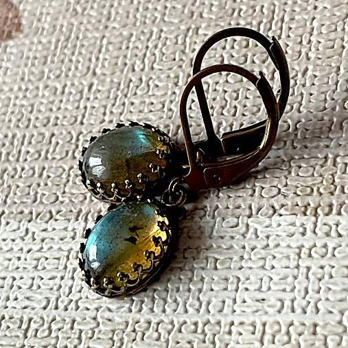 Vintage Filigree Natural Labradorite Earrings / Vintage náušnice s labradoritom N0003