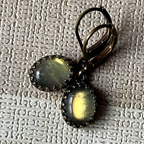 Vintage Filigree Natural Labradorite Earrings / Vintage náušnice s labradoritom N0003