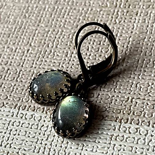 Vintage Filigree Natural Labradorite Earrings / Vintage náušnice s labradoritom N0003