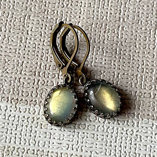 Vintage Filigree Natural Labradorite Earrings / Vintage náušnice s labradoritom N0003