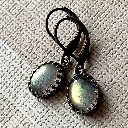 Vintage Filigree Natural Labradorite Earrings / Vintage náušnice s labradoritom N0003