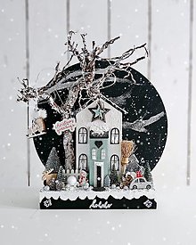 Dekorácie - Zimný domček so svetielkami - 16131334_