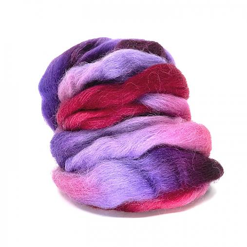 Vlna na plstenie, 100% merino, 20g, viacfarebná (ružovo-fialový mix)