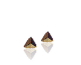Náušnice - Geometrické náušnice trojuholníky (Broznovo-fialovo-zlaté) - 16131538_