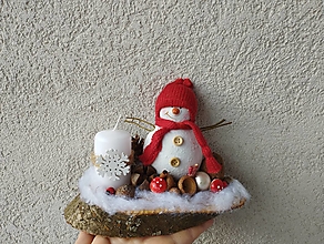 Svietidlá - Vianočný svietnik so snehuliakom a snehom - 16132601_