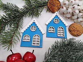 Dekorácie - Vianočná ozdoba na stromček - modrý domček - 16133881_