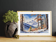 Kresby - Art Print| Zima na horách| č.04 - 16133318_