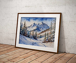 Kresby - Art Print| Zima na horách| č.03 - 16132947_