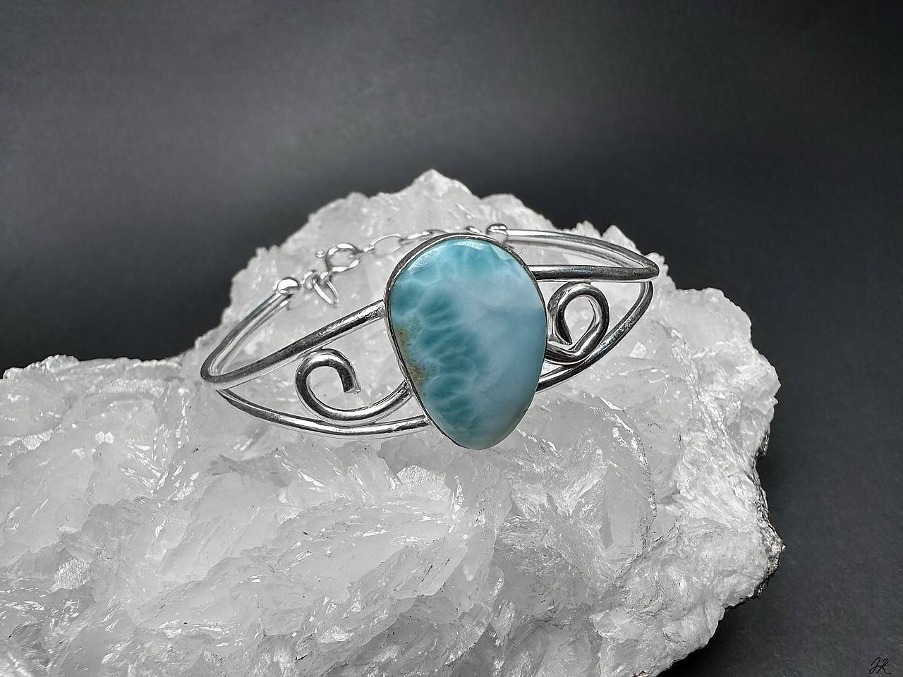 Strieborný 925/1000 náramkom s larimarom