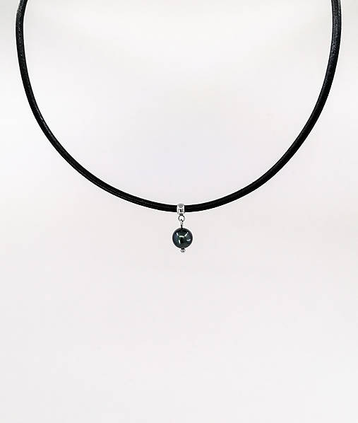 Pánsky kožený náhrdelník s čiernou sladkovodnou perlou