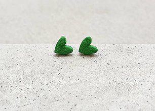 Náušnice - Napichovačky srdiečka mini zelené - 16133465_
