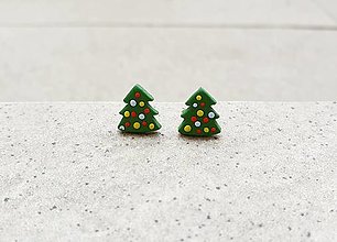 Náušnice - Napichovačky vianočný stromček mini I - 16133636_