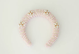 Ozdoby do vlasov - Luxusná elegantná čelenka z kolekcie Coco (Rúžová) - 16138231_