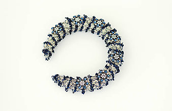 Ozdoby do vlasov - Luxusná elegantná čelenka z kolekcie Coco (Tmavomodrá -modrý kvet) - 16138234_