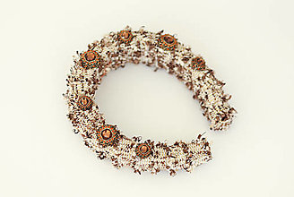 Ozdoby do vlasov - Luxusná elegantná čelenka z kolekcie Coco (Hnedá) - 16138253_
