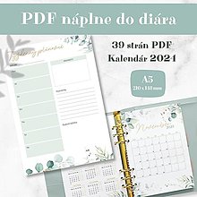 Papiernictvo - PDF Náplne do diára A5 + Kalendár 2024 Greenery - 16137410_
