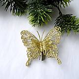 Polotovary - Vianočný zlatý motýľ - štipec - 9,5cmx8cm - 1ks - 16138111_