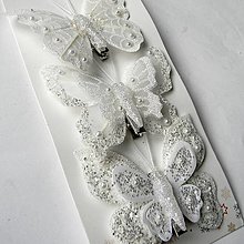 Polotovary - Motýlik biely-štipec - sada 3ks - 7cm x 6cm - 16134954_