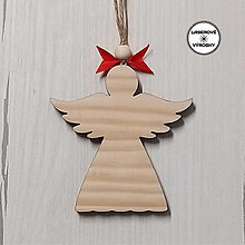 Dekorácie - VIANOCE - drevená vianočná ozdoba anjelik - 16138122_