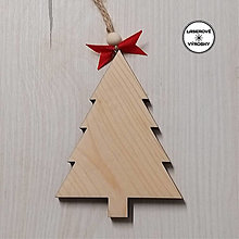 Dekorácie - VIANOCE - drevená vianočná ozdoba stromček (hranatý) - 16138149_
