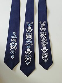 Pánske doplnky - Vyšívaná kravata - modrá - 16134975_
