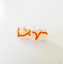 Náušnice - Antialergické napichovacie náušnice tulipány s oranžovým vzorom - 16138652_