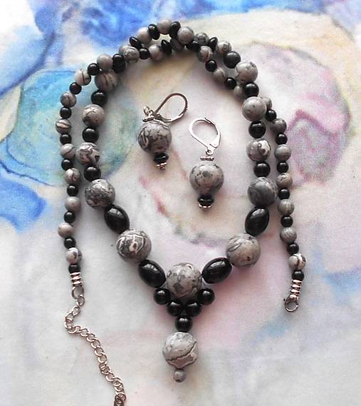 Sady šperkov - Set šperkov- Jaspis obrázkový, achát - 16139595_